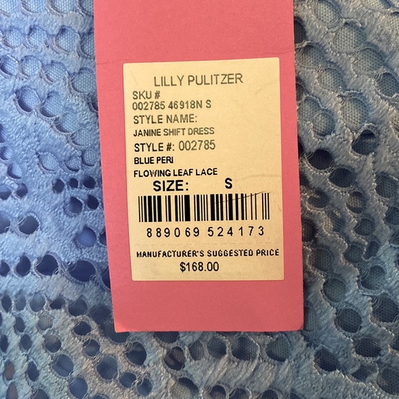 NWT Lilly Pulitzer Sleeveless Flowing Leaf Lace Janine Shift Dress Periwinkle - Picture 8 of 8